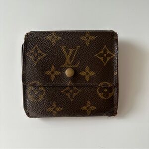 Louis Vuitton Elise Compact Monogram Canvas Trifold Double Snap Wallet Vintage